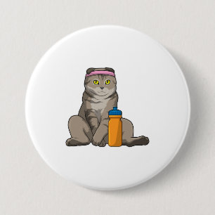 Cat Fitness Drinking mug 3 Inch Round Button