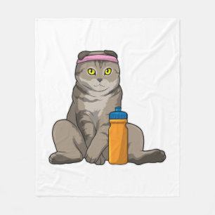 Cat Fitness Drinking mug Fleece Blanket