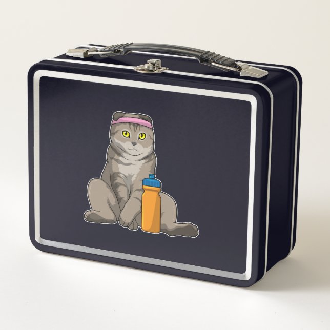 Cat Fitness Drinking mug Metal Lunch Box (Front)