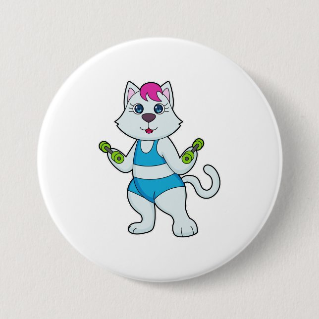 Cat Fitness Dumbbell 3 Inch Round Button (Front)