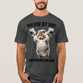 Cat Fitness Lovers Gift Meow By Day Bodybuilder By T-Shirt