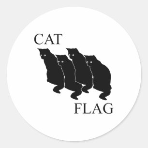Cat Flag Funny Black Flag  Classic Round Sticker