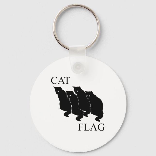 Cat Flag Funny Black Flag  Keychain (Front)
