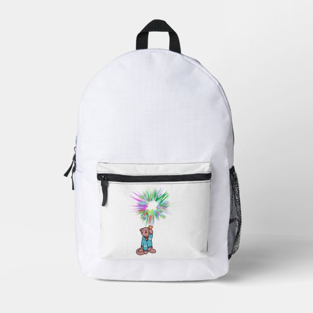 cat flashlight printed backpack (Front)