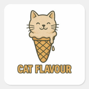 Cat Flavour Cute Ice Cream Cat Cone  Square Sticker