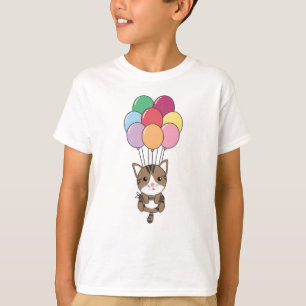 Cat Flies Up With Colourful Balloons T-Shirt