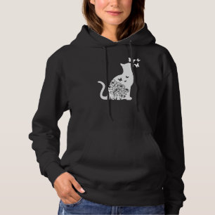 Cat  Floral Butterfly Flowers Women Girls Cat Mom  Hoodie