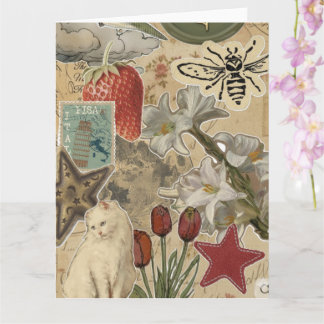 Cat Floral Collage Pattern – Cute Artistic Design Card