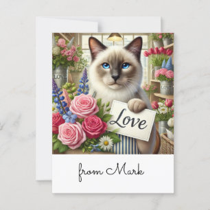 Cat Florist with Love card