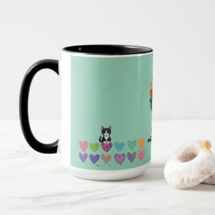 Cat flovers hearts and flower's  mug