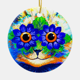 Cat Flower Eyes Ceramic Ornament