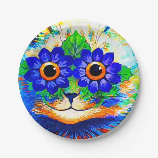 Cat Flower Eyes Paper Plate (Front)