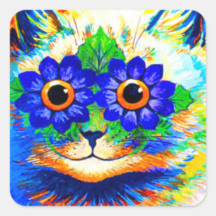 Cat Flower Eyes Square Sticker
