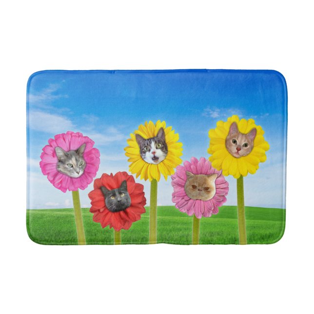 "Cat Flower" Garden LOL Funny Bath Mat (Front)