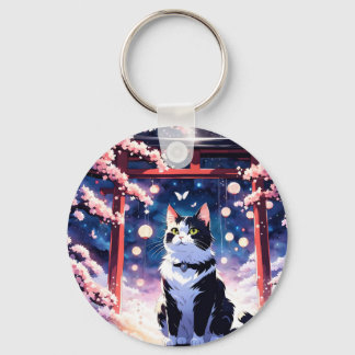 cat&flower is the most of beautiful thing in world keychain