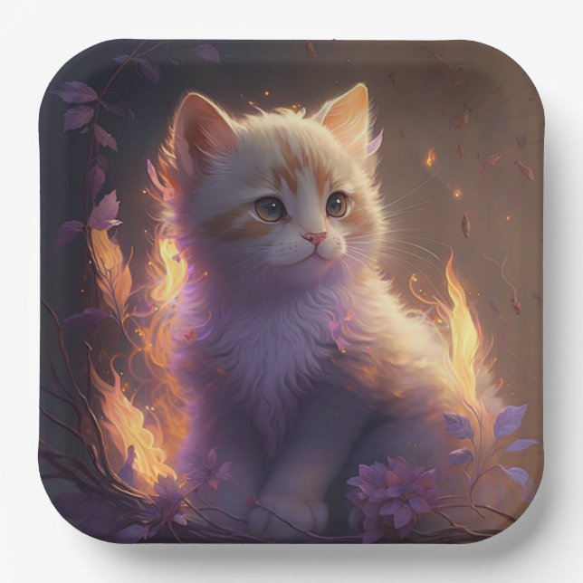 Cat Flower Paper Plates (Front)