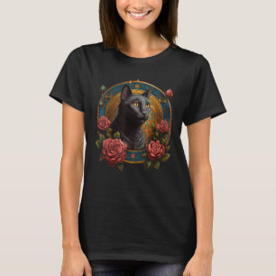 Cat Flowers Artwork - Cat Motif Animal Cat T-Shirt