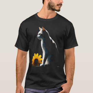 Cat Flowers Artwork  Cat Motif Animal Cat T-Shirt