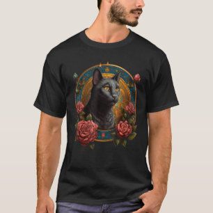 Cat Flowers Artwork  Cat Motif Animal Cat T-Shirt