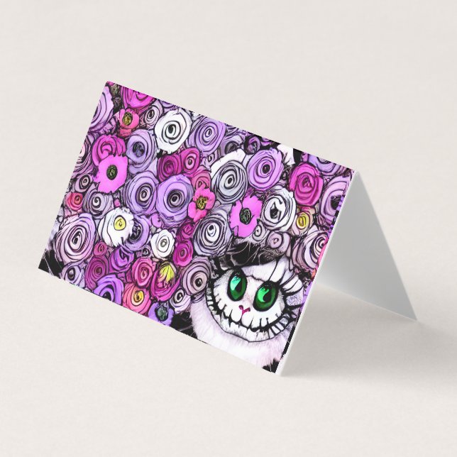 Cat Fluffy Furry Dreamy Graphic Business Card (Front)