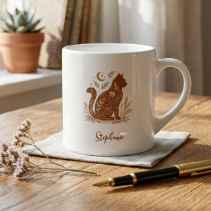 Cat Folk Art – Cat Lover Gift Espresso Cup