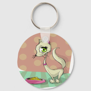 cat food eating breakfast gourmet keychain