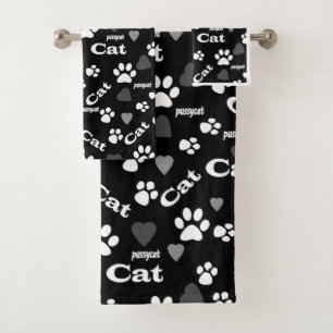 Cat footprints bath towel set