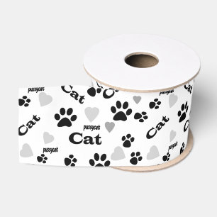 Cat footprints grosgrain ribbon