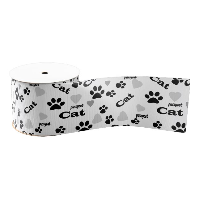 Cat footprints grosgrain ribbon (Spool)