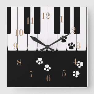 Cat footprints square wall clock