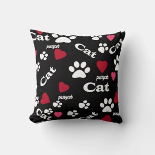 Cat footprints throw pillow