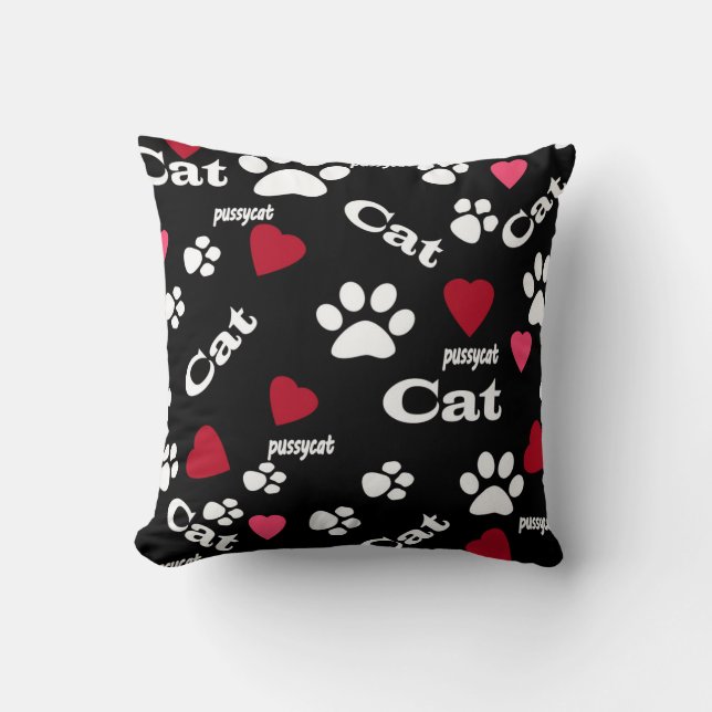 Cat footprints throw pillow (Front)