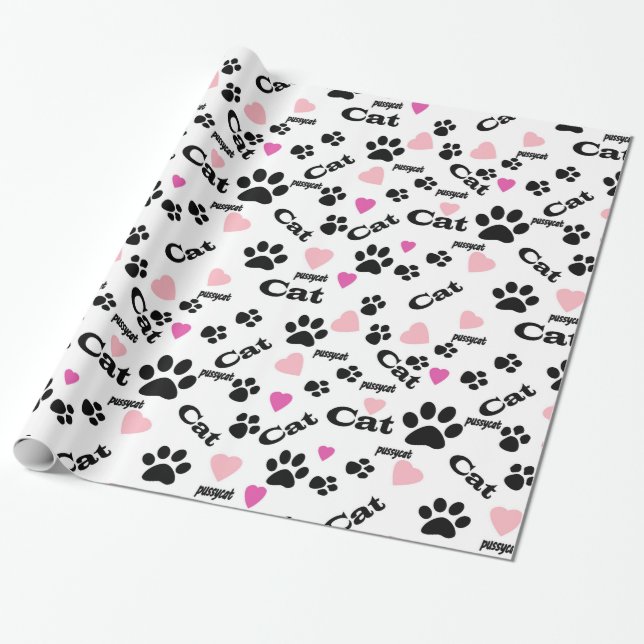 Cat footprints wrapping paper (Unrolled)