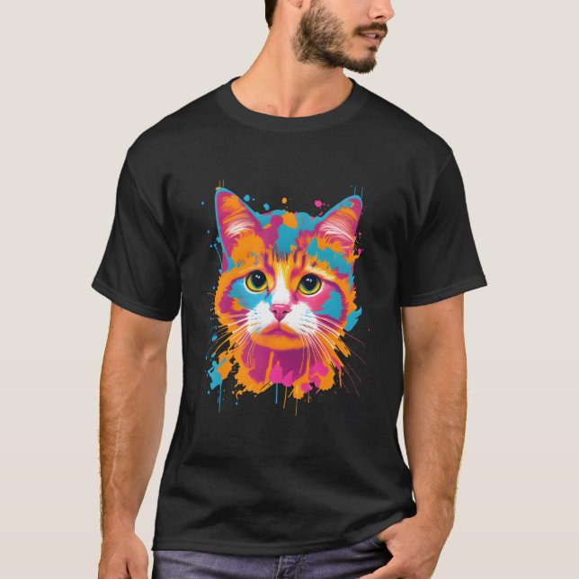 Cat For Kitten Colorful Kitty Adoption T-Shirt (Front)