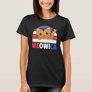 Cat For The Fourth Of July Usa Flag Meowica Usa Ca T-Shirt
