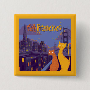 Cat Francisco 2 Inch Square Button