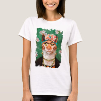 cat Frida with flowers T-Shirt
