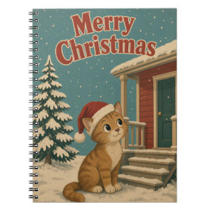 Cat Front Porch Animal Christmas Notebook