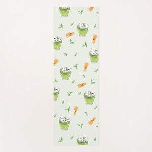 Cat Froth Matcha Green Tea Pattern Yoga Mat