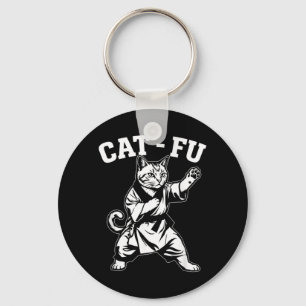 Cat-Fu Kung Fu Cat Martial Arts Kitten Retro Dojo Keychain