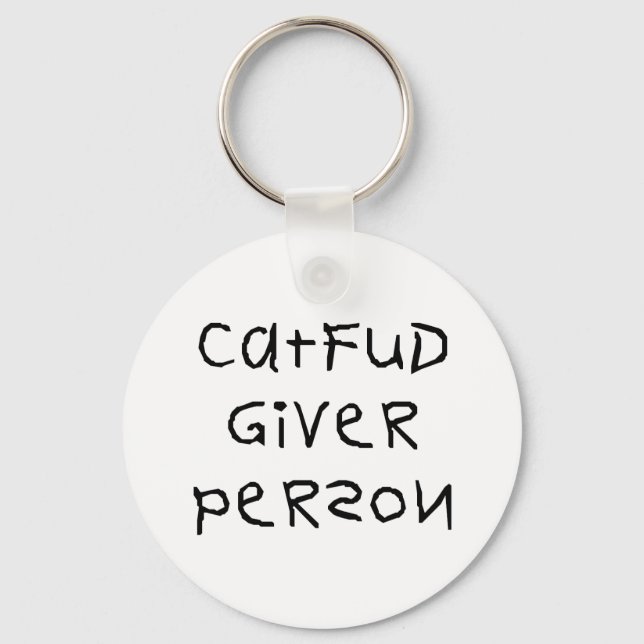 Cat Fud Giver Person Keychain (Front)