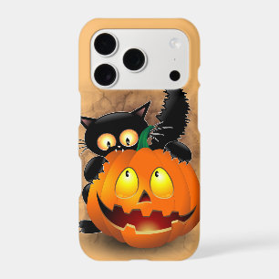 Cat Fun Halloween Character biting a Pumpkin