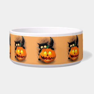 Cat Fun Halloween Character biting a Pumpkin