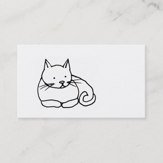 Cat - fun kitty drawing art symbol logo CUSTOMIZED Business Card (Front)
