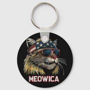 Cat - Funny 4th of July American Flag Mothers Day Keychain
