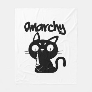 Cat Funny Anarchy Halloween Animals For Women Men Fleece Blanket