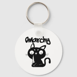 Cat Funny Anarchy Halloween Animals For Women Men  Keychain