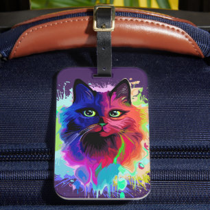 Cat Funny and Silly Character Summer Fun surfing Luggage Tag