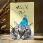 Cat Funny Birthday Card Where's the cake<br><div class="desc">This design was created though digital art. It may be personalized in the area provide or customizing by choosing the click to customize further option and changing the name, initials or words. You may also change the text colour and style or delete the text for an image only design. Contact...</div>