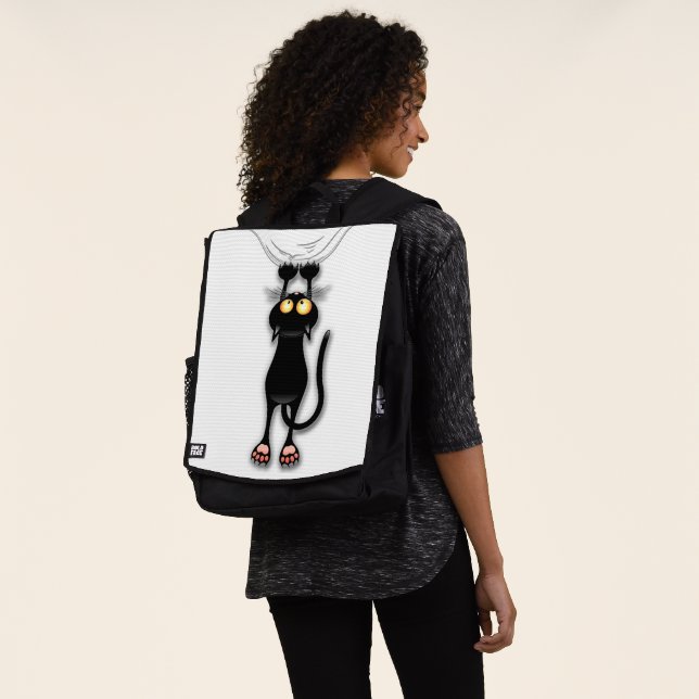 Cat funny Character Scratching Fabric Backpack (Worn)